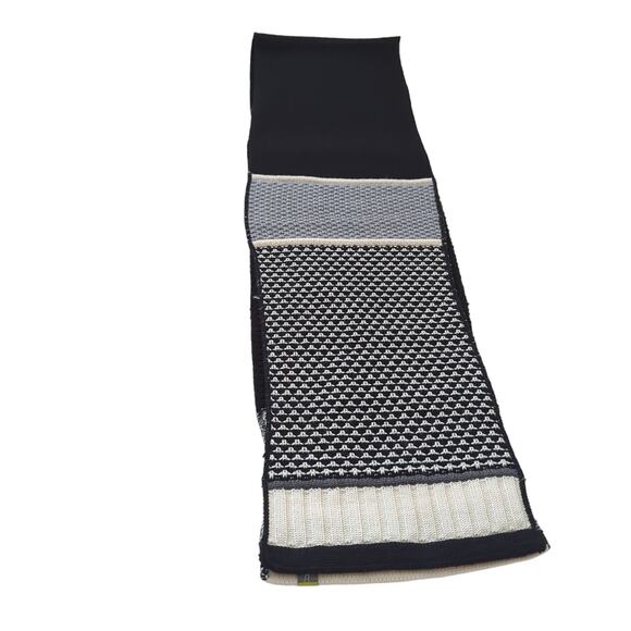 SmartWool Wool Unisex Black White Knit Scarf Colorblock Autumn Winter - Picture 4 of 6